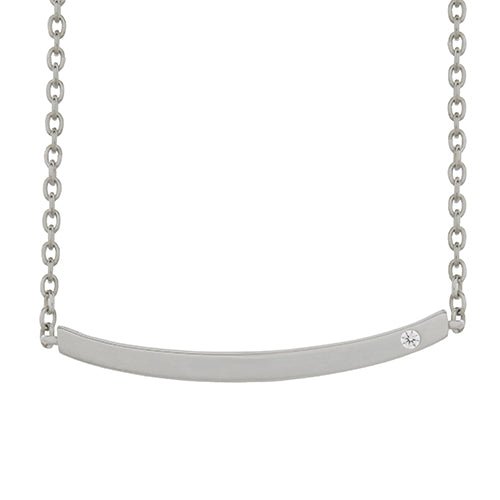 SINGLE DIAMOND BAR NECKLACE IN STERLING SILVER - NECKLACES