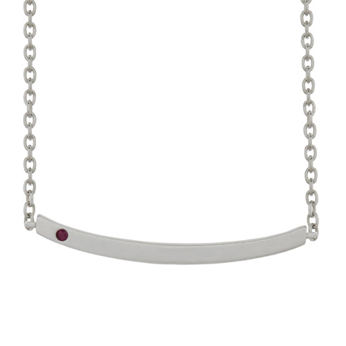 SINGLE RUBY BAR NECKLACE IN STERLING SILVER