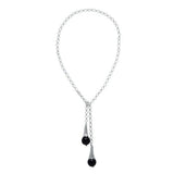 STERLING SILVER LARIAT WITH ONXY DROPS - NECKLACES