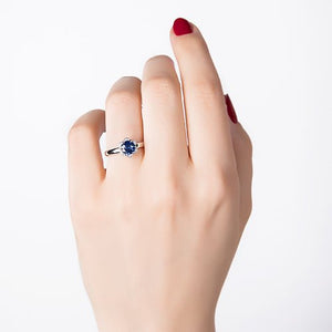 SYDNEY RING IN WHITE GOLD WITH BLUE SAPPHIRE - ANNIVERSARY & CELEBRATION RINGS