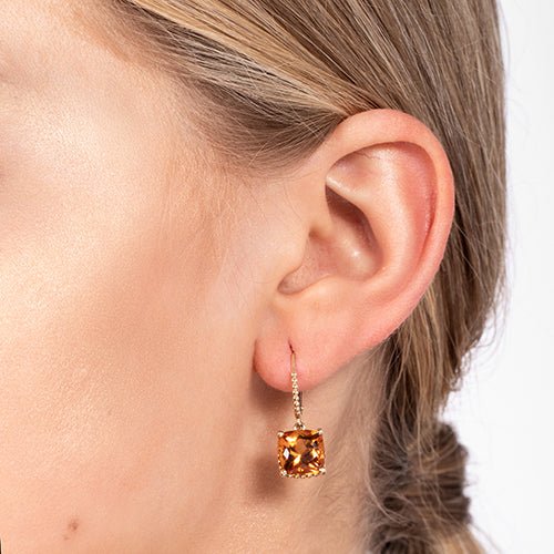 TESSA DROP EARRINGS IN YELLOW GOLD WITH CITRINES - EARRINGS