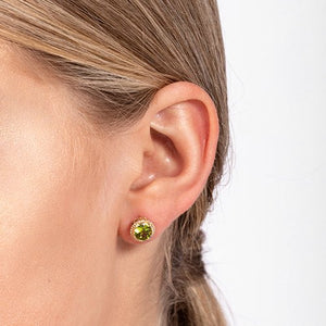 TESSA STUD EARRINGS IN YELLOW GOLD WITH PERIDOT - EARRINGS