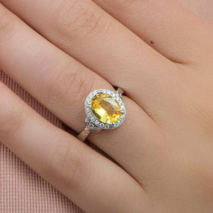 MARA YELLOW SAPPHIRE RING IN WHITE GOLD WITH DIAMONDS - ANNIVERSARY & CELEBRATION RINGS