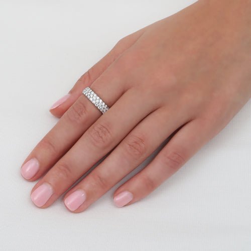 THREE ROW PAVÉ RING IN WHITE GOLD WITH DIAMONDS - ANNIVERSARY & CELEBRATION RINGS