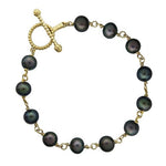 TIED BLACK FRESHWATER PEARL BLOSSOM BRACELET - BRACELETS