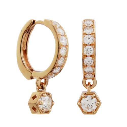 VICTORIA HUGGIE DIAMOND EARRINGS IN ROSE GOLD - EARRINGS