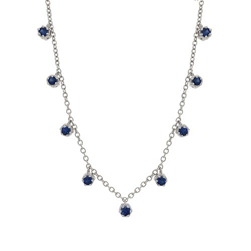 VICTORIA BLUE SAPPHIRE DROP NECKLACE IN WHITE GOLD - NECKLACES