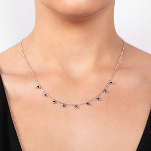VICTORIA BLUE SAPPHIRE DROP NECKLACE IN WHITE GOLD - NECKLACES