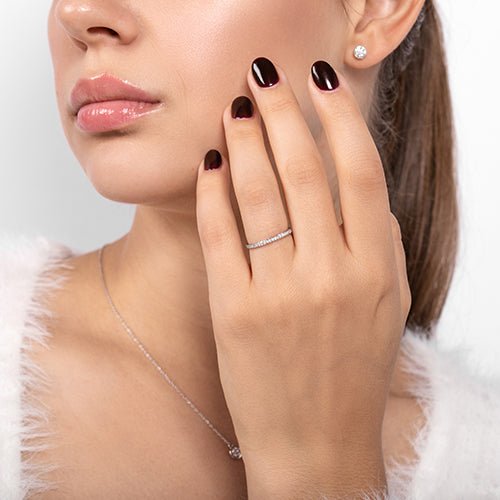 OPTIQUE SET HALF ETERNITY DIAMOND WEDDING BAND IN WHITE GOLD - ANNIVERSARY & CELEBRATION RINGS