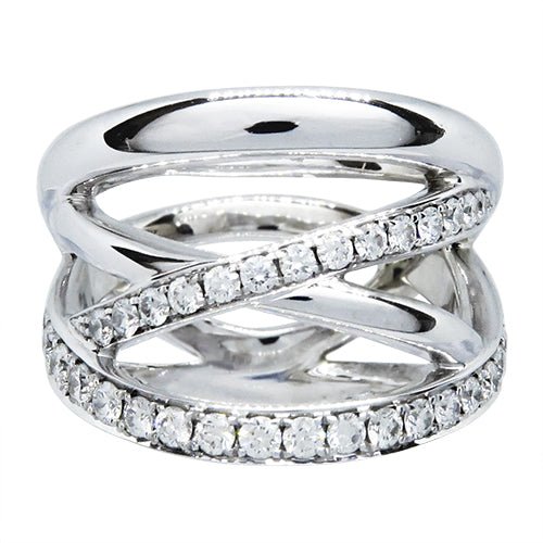 WOVEN NEST RING IN WHITE GOLD WITH DIAMOND - rings