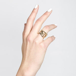 WOVEN NEST RING IN YELLOW GOLD -